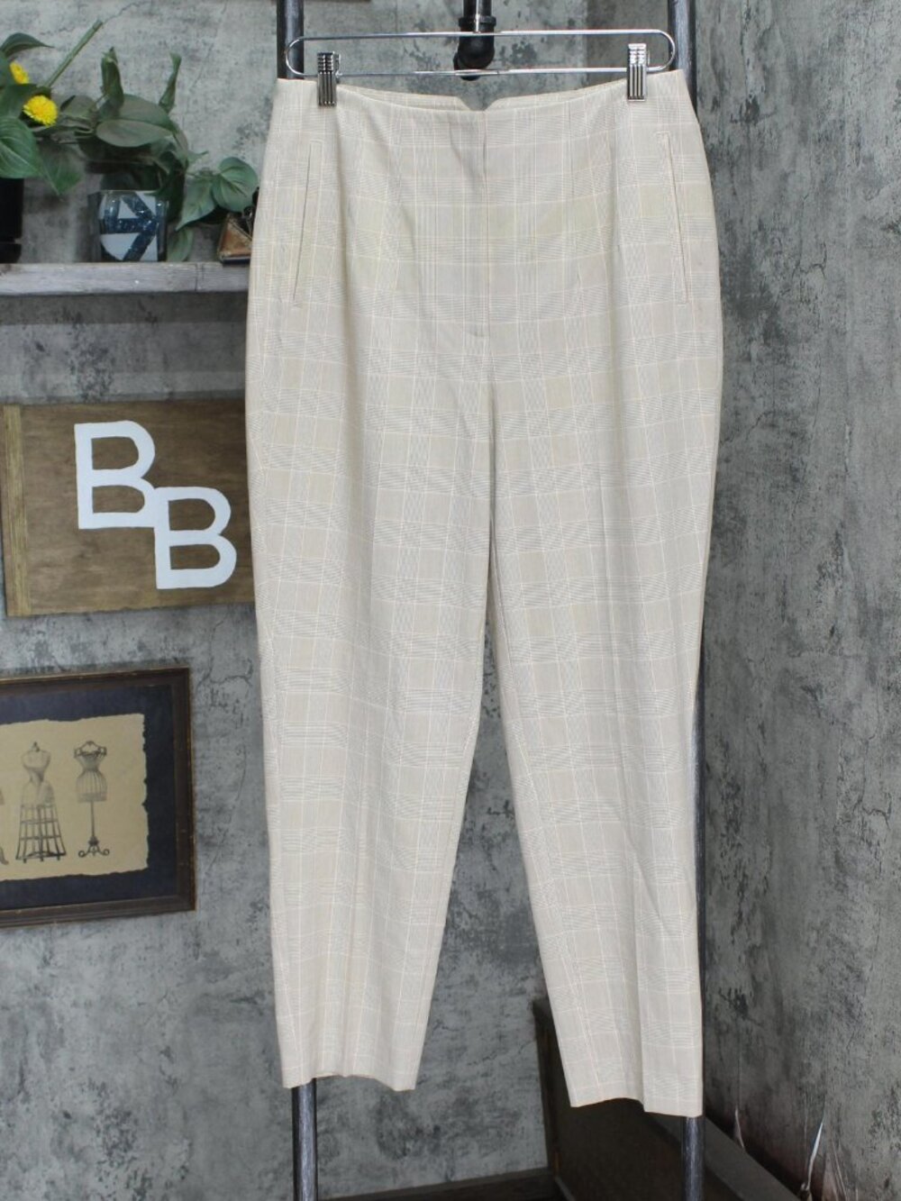 Nine West Brown Nine West Plaid Pleated Dress Pants With Pockets M Sz M